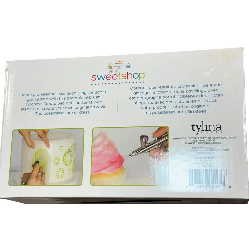 Tylina Sweetshop Cake Decorating Airbrush Kit 074 Blue White Portable Compressor